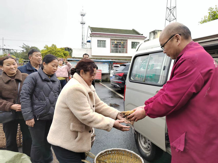 村民排隊領雞苗。什邡市融媒體中心供圖