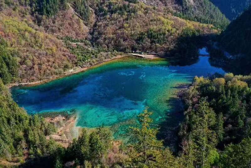 一池碧玉在山間。九寨溝景區(qū)供圖