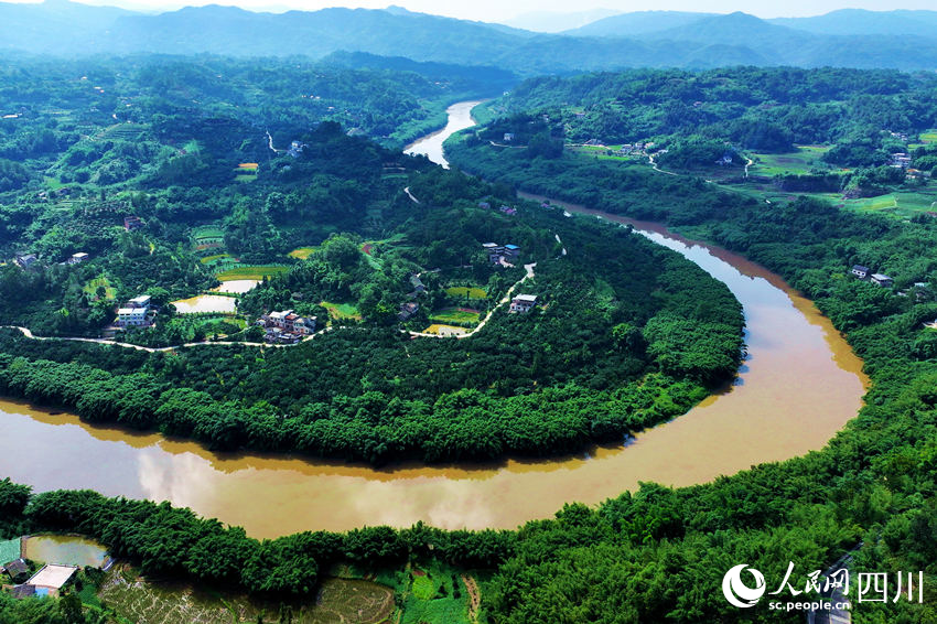 鳥瞰四川省瀘州市納溪區(qū)護(hù)國鎮(zhèn)沙田村柚子種植基地。廖勝春攝